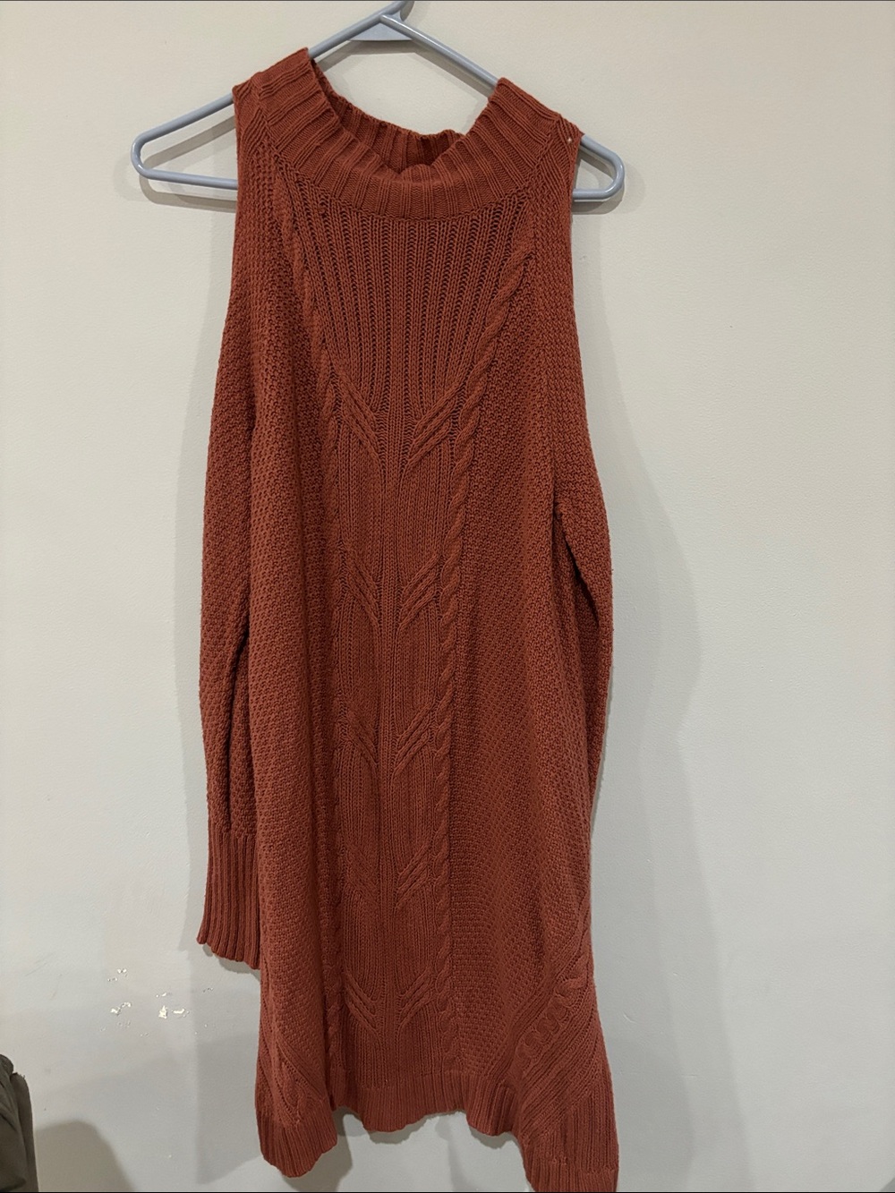 Express Rust Cable Knit Sleeveless Sweater Dress
